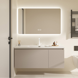 Mueble de Baño Moderno Minimalista con Lavabo Simple/Doble de 36-92 Pulgadas, Mueble de Baño Flotante con Espejo LED Inteligente Antivaho - Product Image 1