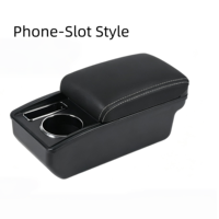 Boîte de rangement multifonctionnelle pour accoudoir de voiture, style avec emplacement pour téléphone et porte-gobelet, organisateur de console centrale avec revêtement en cuir PU