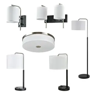 Days Inn Light Set Modern Room Wall Lamp Bedside White Hotel Wall Light Lamps With USB Port And Outlet