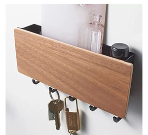 <span class=keywords><strong>Porte</strong></span>-clés <span class=keywords><strong>mural</strong></span> moderne en bois sans perçage, étagère de rangement polyvalente pour <span class=keywords><strong>courrier</strong></span>, organisateur domestique pour entrée - Product Image 6