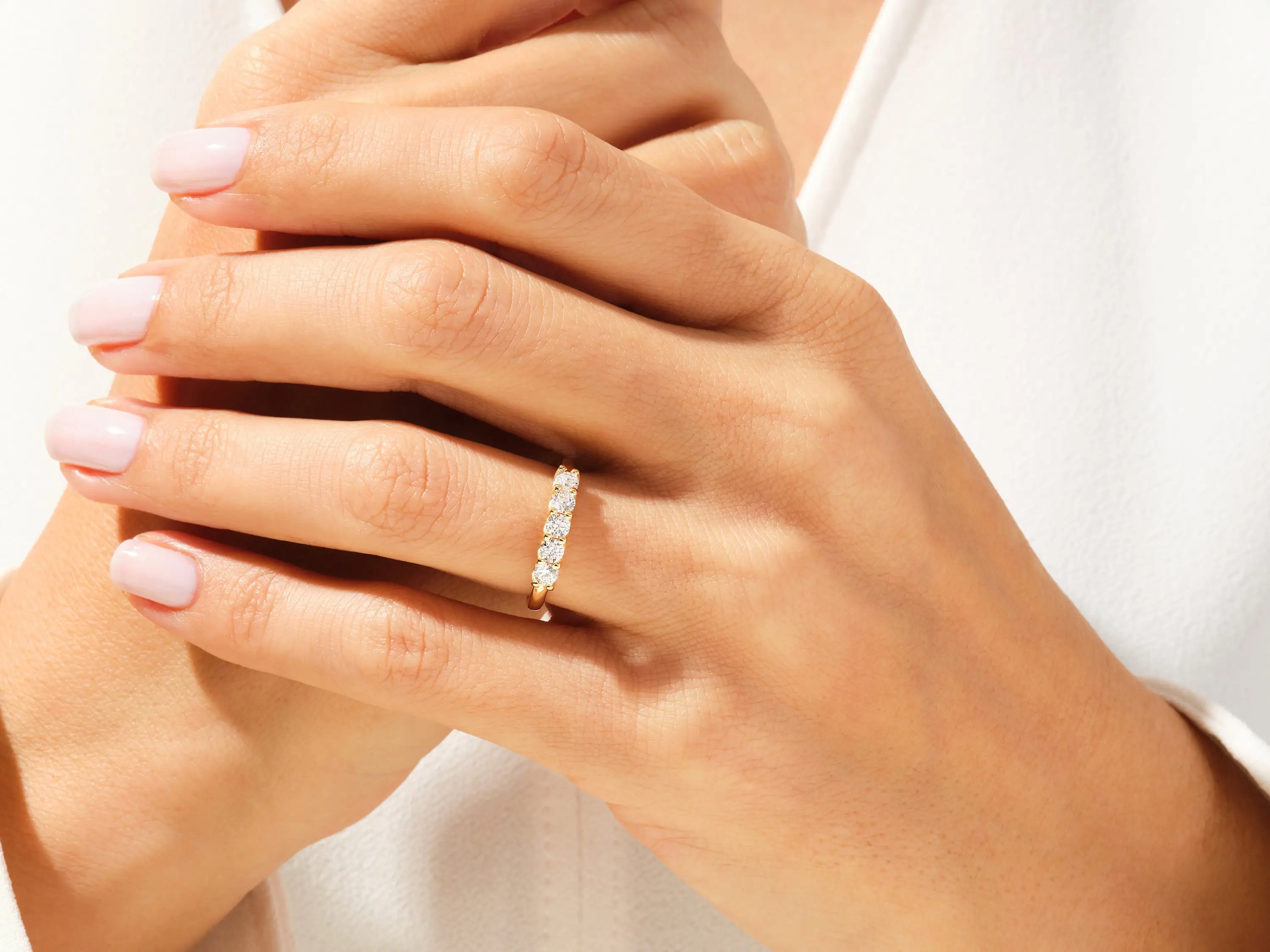 Gelang berlian teralis Five Stone (0.50 ct tw) /cincin ulang tahun pernikahan berlian Lab untuk wanita