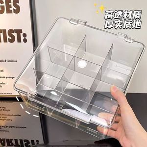 Transparent Card Storage Box 20x20cm Nine-Grid Partitioned Flip Top Organizer For Collectible Cards Portable Large Capacity - Product Image 4