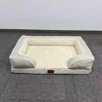 Lit pour chien et chat douillet et écologique pour l'hiver avec rembourrage en éponge, motif uni, matière en lin - Coussin de couchage confortable pour l'intérieur