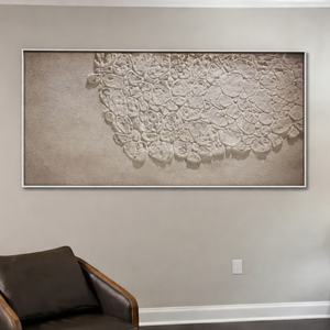 Art mural abstrait texturé de grande taille en toile acrylique Wabi-Sabi fait main contemporain, décoration intérieure de luxe pour salon - Product Image 5