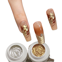 Gel Metálico para Pintar Uñas en 4 Colores, Gel 3D para Esculpir, Gel Metálico para Arte de Uñas, Gel para Dibujar con Efecto Espejo, para Salón y Manicura DIY