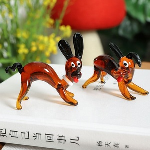 Statuette de chiot en verre soufflé à la main, <span class=keywords><strong>d</strong></span>écoration <span class=keywords><strong>d</strong></span>'intérieur mignonne, mini ornement de table en forme de chien, cadeau de dessin animé - Product Image 4