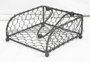 Présentoir de serviettes en fil de maille noir enduit de poudre fait à la main pour le stockage de la boîte à mouchoirs et l'organisation de la cuisine la plus vendue - Product Image 4