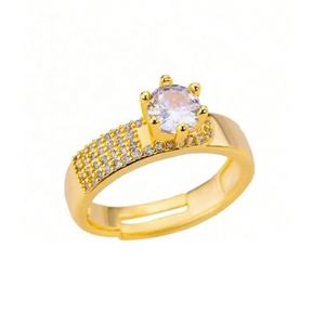 Anillo de Latón Circular de Moda con Incrustaciones de Circonita, Chapado en Oro de 18K, Anillo Unisex Moderno - Product Image 6