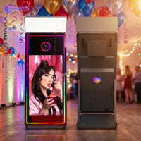 Miroir photo intelligent pliable de 65 pouces avec support pour appareil photo reflex/appareil photo, écran tactile, Wi-Fi, impression en libre-service et partage sur les réseaux sociaux