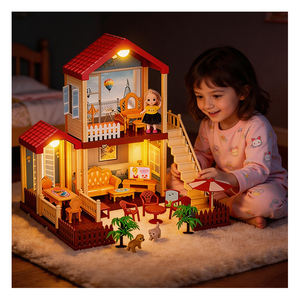 Kits de maison de poupée miniatures en plastique PVC, modèle de villa à assembler avec meubles et accessoires, décoration créative, cadeau pour enfants - Product Image 5