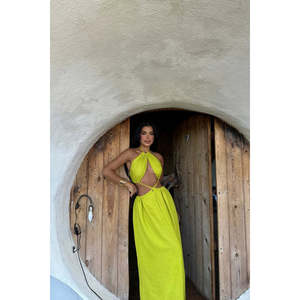 Robe de soirée longue à décolleté plongeant Anda Green, robe de bal formelle avec taille empire, taille XL pour les soirées - Product Image 3