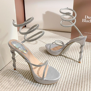 Low <b>Platform</b> New Fashion Women's Sandals Wholesale Shoes Wrap Around Women's Shoes Fashion <b>Heels</b> - Product Image 3