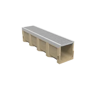 Paslanmaz çelik veya galvanizli çelik ızgara kapağı En1433 yük sınıfı ile polimer beton drenaj kanalı
