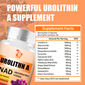 Capsules de Urolithin A NAD à marque privée avec extrait de pépins de raisin, pterostilbène, capsules de complément alimentaire végétalien complexe de Urolithin A - Product Image 6