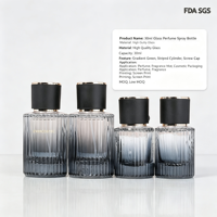 Envase de Perfume Personalizado de Fábrica, Botella de Vidrio Cilíndrica de 30 ml con Degradado Verde y Rayas, Tapa de Rosca, Impresión Serigrafiada, para Fragancias y Brumas