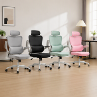 Fauteuil de direction ergonomique moderne rose avec accoudoirs réglables, massage rafraîchissant pour le bureau et la maison