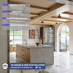 ตู้ครัวเคลือบแลคเกอร์ไม้โอ๊คสีขาวเคลือบมือดีไซน์ทันสมัยสำหรับเกาะ - Product Image 1