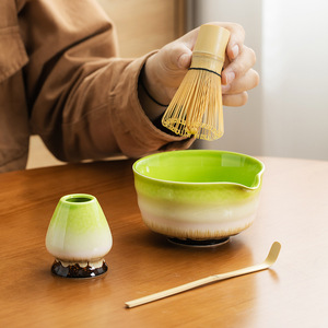 Super Deal Starter <span class=keywords><strong>Matcha</strong></span> set 4PCS cuenco de cerámica batidor <span class=keywords><strong>con</strong></span> soporte y cuchara, té <span class=keywords><strong>Matcha</strong></span> japonés - Product Image 3