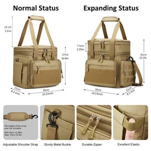Sac à déjeuner isotherme tactique à double compartiment, sac isotherme extensible, sac isotherme imperméable pour pique-nique en plein air - Product Image 4