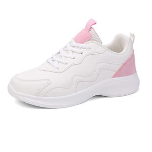 Zapatillas Deportivas Blancas para Mujer, Tacón Bajo, Parte Superior de PU, Diseño de Bloques de Color, Calzado Deportivo Informal para Correr, Gimnasio, Bádminton - Product Image 2