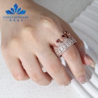 Bague Couronne Princesse Moissanite Plaqué Or Rose Argent 925 Style Hip Hop Homme Bague Entièrement Sertie de Diamants – Grande Vente