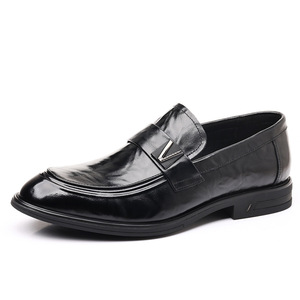 New Genuine Leather Business Casual Men's Shoes - Leather <b>Pointed</b>-<b>toe</b> Business Formal Shoes - Men's Fashionable One-piece Shoe - Product Image 3