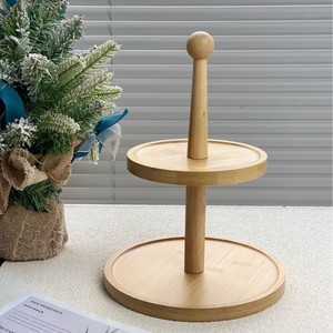 Expositor de pasteles de madera de bambú, soporte redondo de dos niveles para postres, fiesta, hora del té, estilo escandinavo, ligero - Product Image 2