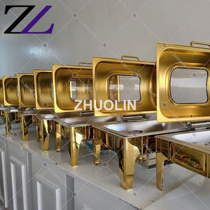 Buffet <span class=keywords><strong>crédence</strong></span> buffet marmites chauffant 9 litres pour acier inoxydable or mélangé argent plat chauffant alimentaire buffet chaud réchaud - Product Image 6