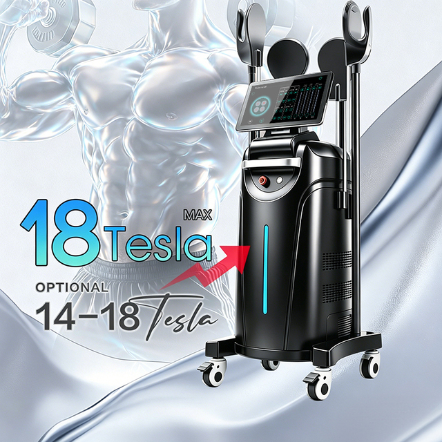 Newest 18 Tesla SPRT EMSLIM HIEMT Machine 4 Handles RFING Muscle Building Body Shaping Electrical Stimulation Weight Loss Device