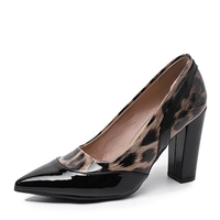 Nouvelle chaussure à talon épais et bout pointu imprimé léopard, élégante et sexy, pour le travail, talons très hauts pour femme – Collection 2026