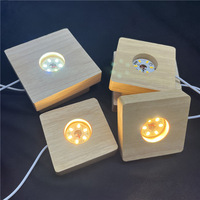 Vente en gros de base en bois 3d Led Night Light base carrée en bois massif LED lampe base 10 cm 3d Illusion lampe base