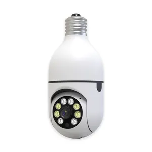 间隙黑色设计智能家居灯泡灯wifi 2MP摄像机360度pnaoramic无线红外安全VR闭路电视摄像机