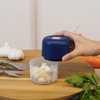 Picadora de Ajo Eléctrica Mini de 250 ml, 3 Cuchillas, Picadora de Verduras y Cebollas Portátil, Procesador de Alimentos para Bebés