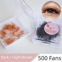 500 Fans de cils préfabriqués en PBT brun foncé mat, faits à la main, 5D, à racine fine, extensions de cils bruns en vrac