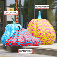 Sculpture de jardin extérieure MUSI Kusama en forme de citrouille à pois de grande taille, pièces décoratives en résine et acier pour aménagement paysager