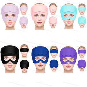 Reusable Headache Migraine Relief <b>Hat</b> Gel Ice Cap Head Wrap Eye Mask Pink Color Sleep Support - Product Image 3