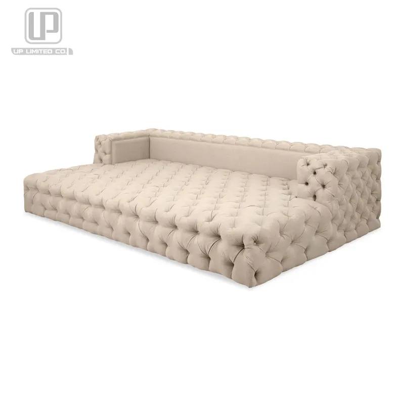 Sofá cama de día de lino, mueble moderno de casa de campo
