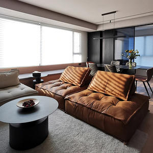 Nordic Modular Sofa L-Shaped Fabric <b>Foam</b> Filling Abstract Pattern Living Room Furniture - Product Image 3