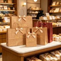 Sac d'emballage en papier kraft épais de haute qualité avec poignée douce au toucher, service d'impression personnalisé pour les cadeaux de mariage et les fournitures de fête