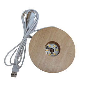 USb pil işletilen 3D gece işık yuvarlak Roval ahşap taban akrilik kristal Galaxy cam küp Led gece lambası ahşap taban - Product Image 5