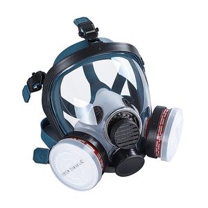 दोहरे फिल्टर पूर्ण फेस गैस मास्क बना भोजन-ग्रेड सिलिकॉन वॉयस डायाफ्राम एन136 मानक समायोज्य हेड स्ट्रैप पर्यावरण के अनुकूल - Product Image 2