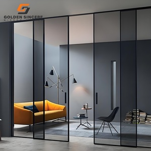 Cadre en alliage d'aluminium GS Modern Thermal Break Coin Double porte coulissante en verre - Product Image 6