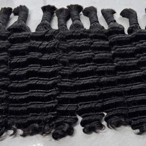 <b>Deep</b> <b>Wave</b> Human Hair Bulk Natural Black No Weft Soft Full Texture For Braiding Boho Braids And <b>Wig</b> Making - Product Image 2