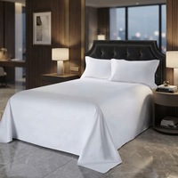 Draps de lit d'hôtel en coton mercerisé 100% tissé, qualité hôtelière, blanc uni, 60S 300TC, prix d'usine