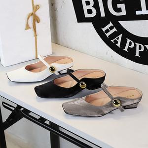 Chaussures Bigtree 1062-1 à talon épais et bas, bout carré, style mule avec brides droites pour femme, idéales pour l'extérieur - Product Image 4