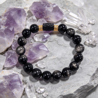 Bracelets perlés personnalisés faits à la main, tendance, en obsidienne 7A, bracelet en pierres naturelles DIY, pour cadeau, usage quotidien, bijoux