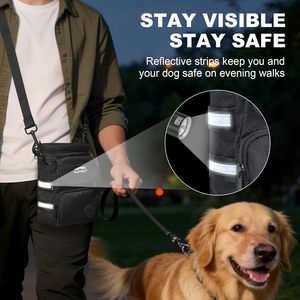 Pochette à friandises pour chien NIBAO, 3 façons de porter le sac de promenade pour chien avec un grand compartiment intérieur amovible, ceinture ajustable à la taille - Product Image 4