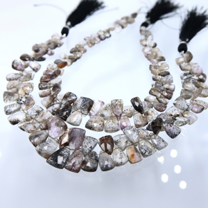 Super Seven Natural Amethyst Rutile Gemstone Beads Moda Faceted Trillion Shape 8 Inch Jewelry Making Beads - Product Image 1