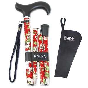 Bastone da Passeggio Pieghevole, Bastoni da Passeggio per Anziani, Fiori, Rosso, KMINA K10020 - Product Image 4