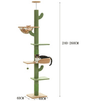 Modélisation de cactus vert de haute qualité Hauteur réglable Matériau en sisal Arbre Tour d'escalade multicouche verticale pour chat Poteau à gratter